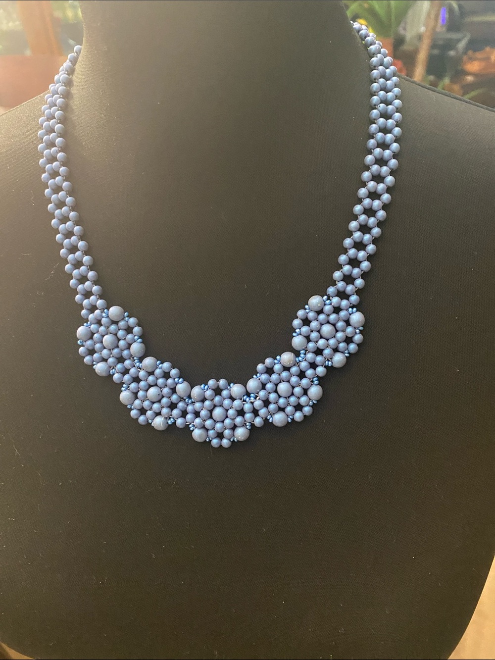 Light Blue Beaded Cluster Necklace - Women Jewelry
